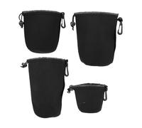 VALICLUD Étui pour Objectif en Néoprène Noir, Flexible et Protège la Poussière, Lot de 4 Pièces pour Photographe Professionnel ou Amateur