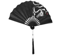 VALICLUD Éventail Pliable de Style rétro Chinois en Tissu de Soie et Plastique, Motif Dragon, Accessoire décoratif léger pour fête, Danse et décoration Murale