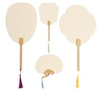 VALICLUD Éventails en Papier pour Banquet ou Cérémonie de Mariage Couleur Aléatoire 4 Pièces Beige à Peindre -, Style Traditionnel Vintage, en Bois et Fil