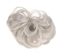 VALICLUD Extensions Capillaires Bouclées Élastiques Grises, Chignon Postiche Ondulé, Cheveux Synthétiques Pour Femmes, Extension De Chignon Pour Fêtes Et Événements