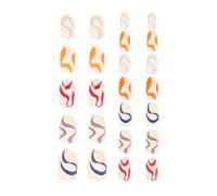 VALICLUD Faux Ongles à Pression 24 Pièces Ongles Artificiels Lignes Colorées et Motifs Vagues Multicolores Patchs d'Ongles Détachables pour Nail Art et Manucure à Domicile