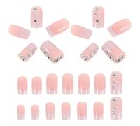 VALICLUD Faux Ongles à Pression French Manucure, Courts, Couleur Naturelle Transparente, 1 Boîte 24 Pièces, Extensions D’ongles Légères et Solide pour Usage Quotidien et Fêtes
