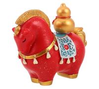 VALICLUD Figurine de Cheval en Résine Rouge Décorative du Nouvel an Chinois, Statue D'intérieur 12 Cm pour Salon, Bureau ou Table, Sculpture Feng Shui Amulette et Décoration Festive