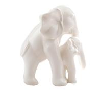 VALICLUD Figurine Éléphants Maman et Garçon Fille Porcelaine Blanche Statuette Décorative de Bureau Modèle Réaliste pour Maison et Bureau