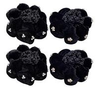 VALICLUD Filets à Chignon en Velours Noir et Strass 4 Pcs, Filet à Cheveux de Ballet pour Femmes, Couvre-chignon Élégant pour Infirmières, Accessoires Coiffure pour Danse et Cérémonie