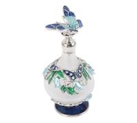 VALICLUD Flacon Parfum Vintage Verre Émaillé Bleu Bouteille Rechargeable pour Huiles Essentielles et Spa et