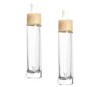 VALICLUD Flacons Compte-gouttes Bouteille Rechargeable Lot de 2 en Verre 30ml Pipette et Bouchon Imitation Bois Facile à Presser pour Huiles Essentielles