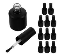 VALICLUD Flacons de Vernis à Ongles Rechargeables en Verre Lot de 12 15 Ml, Ronds Noirs, avec Prise Antidérapante, pour Collection Beauté et Remplissage