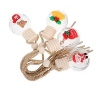 VALICLUD Flacons Diffuseurs D'aromathérapie pour Voiture 4pcs en Verre et Bois, Décorations de Noël Mignonnes, Rechargeables pour Huiles Essentielles, Parfum Rafraîchissant