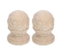 VALICLUD Fleurons Sculptés en Bois Non Finition 2pcs pour Poteaux de Lit et Escalier, Décor Classique Élégant en Bois Dur Naturel pour Décoration Intérieure Maison