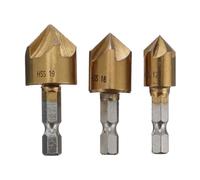 VALICLUD Forets à Fraiser à 5 Cannelures en Acier Haute Performance, 3 Pièces, Tige Hexagonale 6 Pans, Outil de Découpe pour Chanfreinage Précis et Travail du Bois