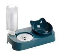 VALICLUD Gamelle Surélevée pour Chat et Chaton 500ml en Plastique Antidérapant Double Bol, Alimentation Lente et Protection du Cou Le Renversement