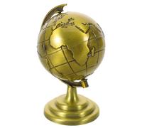 VALICLUD Globe Terrestre Rotatif Vintage en Fer, Décor de Bureau Compact et Facile à Nettoyer, Or, Style Rétro Classique pour Salon ou Bureau à Domicile, Dimensions 10x6x6cm