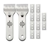 VALICLUD Grattoir de Nettoyage Multifonction 2 Pièces 10 Lames en Acier Inoxydable Cuisine et Sol, Outil de Grattage pour Enlever les Taches sur Carrelage, Vitrocéramique et Surfaces