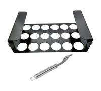 VALICLUD Grille de Cuisson Barbecue 18 Trous en Acier Inoxydable Noir avec Éplucheur de Poivrons Intégré Support pour Rôtir Cuisses de Poulet et Piments Accessoire Multifonction pour