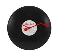 VALICLUD Horloge Murale Ronde en Vinyle Aiguilles Rouges Décoration Murale Vintage Silencieuse pour Salon Chambre et Bureau Design Rétro Musical Unique Mécanisme à Piles Silencieux