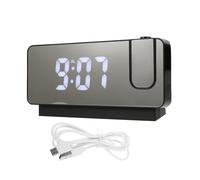 VALICLUD Horloge Numérique à Projection LED sur Bureau Réveil Silencieux USB avec Affiche Large pour Chambre Dortoir Et Étudiants Fonction Alarme Pratique