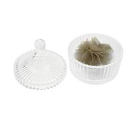 VALICLUD Houppette pour Poudre Compacte Double Face Ronde Grosse Taille en Velours Doux Blanche et Verte avec Récipient en Verre - Applicateur Maquillage Visage et Corps pour Poudre