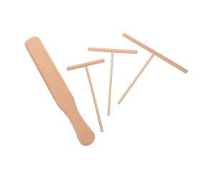 VALICLUD Kit 4 Pièces pour Crêpes en Bois de Hêtre, Spatule et Râteau Forme T 9 Cm, 12 Cm, 18 Cm, Ustensiles pour Racler, Étaler et Retourner, Accessoires Polyvalents pour Crêpière Cuisine