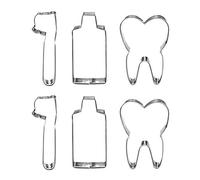 VALICLUD Kit de 6 Moules à Cookies en Acier Inoxydable Forme Brosse à Dents et Dent, Facile à Nettoyer et Démouler, pour Pâtisserie DIY et Cuisson Professionnelle