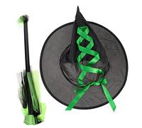 VALICLUD Kit De Chapeau De Sorcière Et Balai 1 Ensemble De Fournitures De Fête Dhalloween Décoration De Chapeau De Sorcière Et De Balai Pour Les Occasions Festives