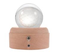 VALICLUD Lampe de Projection Boule de Cristal Décorative Boîte à Musique Intégrée Petite Veilleuse LED à Motif Lumineux Socle en Bois Naturel Décoration D’Intérieur Élégante pour