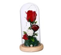 VALICLUD Lampe Décorative Rose Artificielle pour Saint-Valentin avec Couvercle Verre pour Ambiance Nocturne Romantique