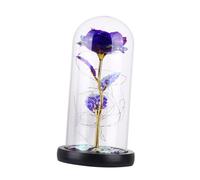 VALICLUD Lampe Rose Éternelle LED avec Cloche Verre Transparent Décoration Romantique pour Saint-Valentin et Cadeau Fleurs Artificielles Lampe de Nuit à Pétales Colorés