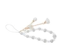 VALICLUD Lanière de Téléphone en Cristal Perles et Pendentif Fleur Cordon Antidérapant Blanc Porte-Clés Anti-Perte pour Suspendre Téléphone Accessoires Pratiques pour les Mains