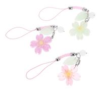 VALICLUD Lanières de Téléphone Portable 3 Pièces Breloques Fleurs de Cerisier, Couleurs Rose Vif Violet Vert, Chaîne Décorative et Dragonne Multifonction pour Accessoires et Clés