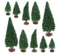 VALICLUD Lot de 10 Mini Sapins de Noël Paysagers en Plastique Solide Tailles Variées Décoration de Noël DIY pour Maquettes et Paysages Miniatures