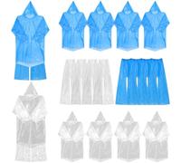 VALICLUD Lot de 10 ponchos de pluie imperméables avec capuche, polyéthylène + PVC, transparent, pour activités de plein air comme la randonnée et le camping, Blanc., L