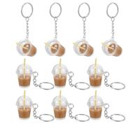 VALICLUD Lot de 10 Porte-Clés Décoratifs Bubble Tea Café en Plastique et Métal Pendentifs Kawaii pour Paquet à Main Paquet à Dos ou Cartable Accessoires Légers pour Femmes et Filles