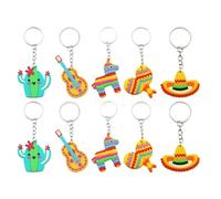 VALICLUD Lot de 10 Porte-clés Pendentifs Mexicains en Pvc et Métal, Légers et Multi-usages, Décorations Uniques pour Paquet à Dos et Accessoires de Paquet Colorés