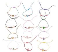 VALICLUD Lot de 12 Bracelets Élastiques pour Garçon et Filles, Bracelets de Perles Colorés, Décoratifs et Ajustables, Présent Fête Fille, Motifs Dinosaures, Couronnes, Glaces, Arc-en-ciel,