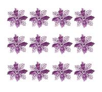 VALICLUD Lot de 12 Fleurs Artificielles Creuses Violettes 16 CM pour Sapin de Noël Fleurs Scintillantes Décoratives pour Guirlandes Centres de Table et Fêtes de Noël