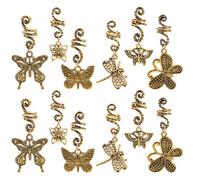 VALICLUD Lot de 12 Set de Pinces Métalliques Dorées Vintage pour Dreadlocks et Tresses, Accessoires Rétro en Alliage Léger, Clips Antidérapants Multifonctions pour Coiffure Femme et Homme,