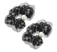 VALICLUD Lot De 2 À Carreaux En Perles Rubans Sans Couture Barrettes À Cheveux À Carreaux Noires Et Blanches Jolies Attaches En Tissu