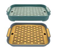 VALICLUD Lot de 2 Bacs à Litière Lavables en Plastique pour Lapin et Cochon d'Inde Couleurs Bleu Océan et Vert Clair Design Carré Anti-Renversement Équipement Hygiénique pour Cage