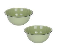 VALICLUD Lot de 2 Bols à Mélanger en Émail Vert Épais 18 Cm, Bassine à Soupe Ménagère Vintage, Bol de Conservation Alimentaire Profond pour Maison Cuisine