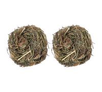 VALICLUD Lot de 2 Boules d'herbe Naturelles pour Dents de Lapin et Petits Animaux Friandise à Mâcher Riche en Fibres de Dentition pour Lapins Cochons d'Inde et Chinchillas Favorise la