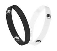 VALICLUD Lot de 2 Bracelets Tai Chi Yin Yang en Caoutchouc et Silicone Extensible Taille Unique Noir et Blanc Bracelets Unisexes pour Couples Bijoux Feng Shui Adaptés Quotidien