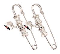 VALICLUD Lot de 2 Broches Vintage en Alliage Argenté, Épingles à Châle Cœur Décoratives pour Pulls et Foulards, Accessoire Vestimentaire Féminin pour Festival et Tenue Élégante