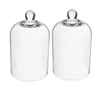 VALICLUD Lot de 2 Cloches en Verre Transparent pour Fleurs Préservées, Couvercles Décoratifs Dôme en Verre sans Feu, pour Décoration Intérieure et Protection des Fleurs Stabilisées, 12 Cm