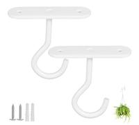 VALICLUD Lot de 2 Crochets de Plafond Robustes en Fer Blanc Supports pour Plantes Suspendues Crochets d'Extérieur Polyvalents pour Jardinières Lanternes et Mangeoires à Oiseaux
