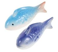 VALICLUD Lot de 2 Décorations en Céramique Carpes Koï Flottantes Bleues Figurines pour Aquarium et Jardin Accessoires D’Aménagement Paysager Décoration Aquatique Intérieure et