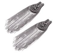 VALICLUD Lot de 2 Épaulettes à Franges Décoratives Couleur Gris Métallique, Accessoires Mode pour Chaussures et Chapeaux, Broches Pompon Polyvalentes pour Costume Automne-hiver, Style