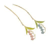 VALICLUD Lot de 2 Épingles à Cheveux Fleuries pour Chignon, Taille Standard, Matériau Solide et Résistant, Accessoires pour Femmes, Style Vintage Chinois, Usage Quotidien et Mariages (bleu