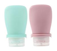 VALICLUD Lot de 2 Flacons de Voyage en Silicone 60Ml Contenants Réutilisables Anti-Fuite pour Shampoing et Articles de Toilette pour Voyage et Usage Domestique
