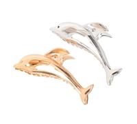 VALICLUD Lot De 2 Grandes Pinces à Cheveux En Alliage De Zinc Forme Dauphin Argenté Et or Pour Cheveux Épais Femmes Usage Quotidien Coiffure Griffes Robustes